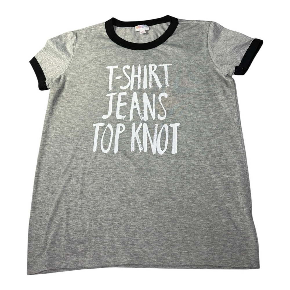 LuLaRoe Gray and Black Short Sleeve Tee